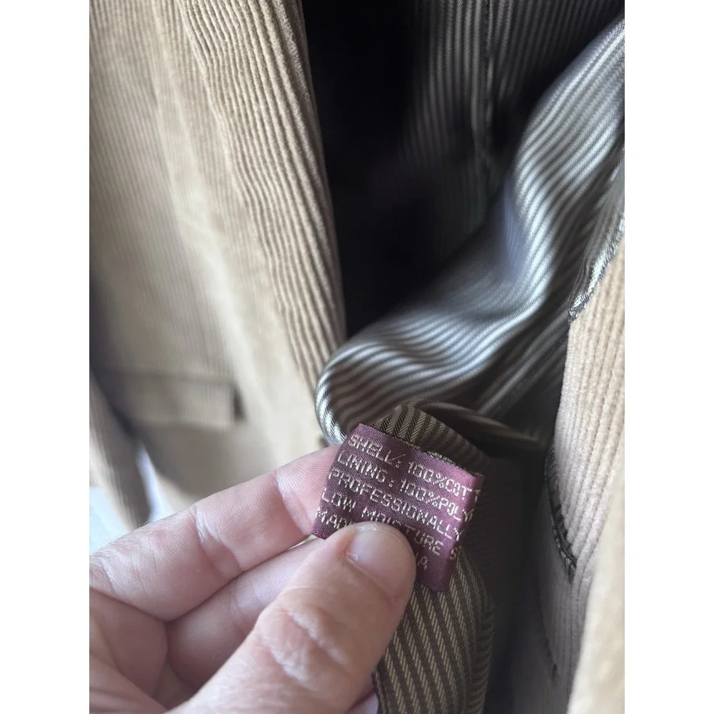 Cianni Cellini Super Cord Corduroy Men's 46R Cotton Blazer Jacket Brown Lined